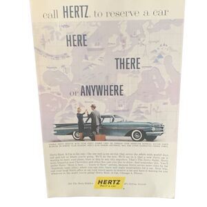 Vintage 1959 Hertz Here There Anywhere Ad Advertisement